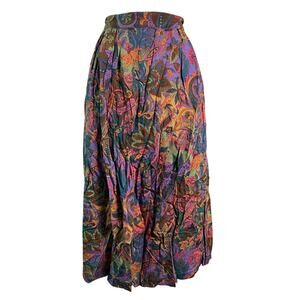 Vintage Koret Fairy Grunge Maxi Skirt 12 Green Floral Cottagecore Festival Boho